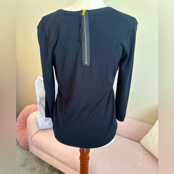 Philosophy quarter slv crew neck sweater Zip-up back neck Black Women’s Sz M - Picture 4 of 9